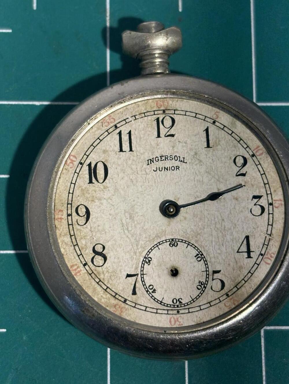 Ingersoll Junior Vintage Pocket Watch 1910s for Parts Or Repair PATD 5-24-10